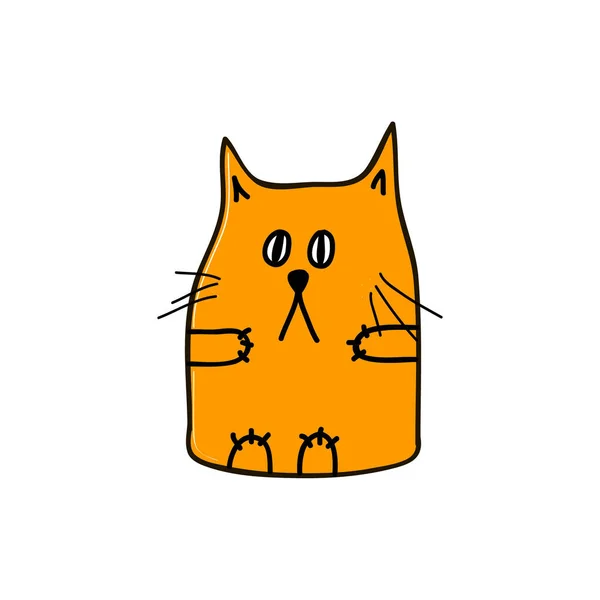 Sad Orange Cat Vector Illustration — Stock Vector