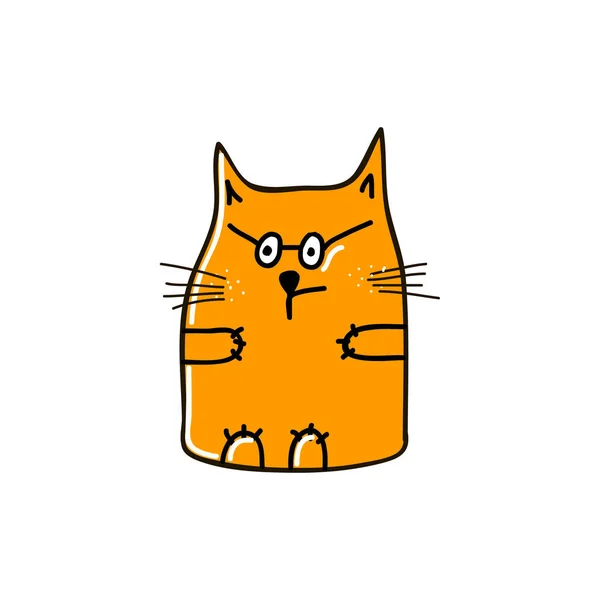 Gato Naranja Inteligente Con Gafas Ilustración Vectorial — Vector de stock