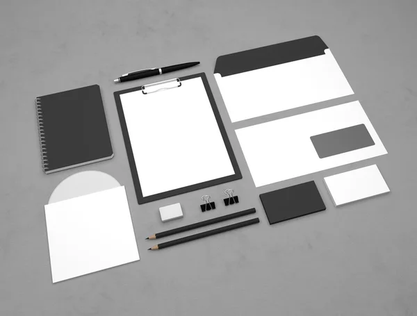 Mockup 3d rendering business template with clipboard and envelopes. — Stock Photo, Image