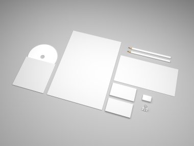 İleti örneği 3d çizim mockup zarf ve cd disk ile
