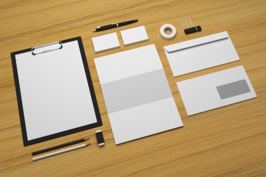Ahşap arka plan üzerinde 3D resimde ileti örneği boş.