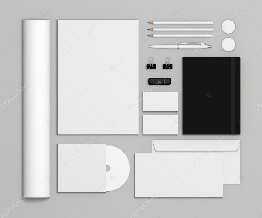 Mockup 3d illustration business brand template on gray background