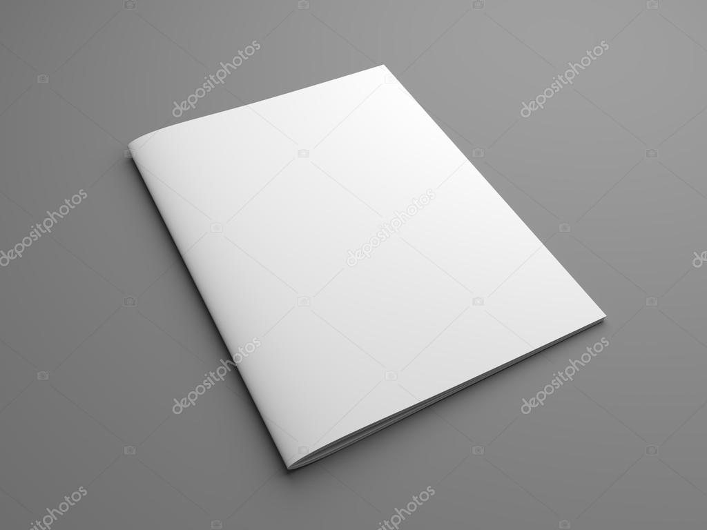 Blank US letter, brochure or magazine isolated on gray.
