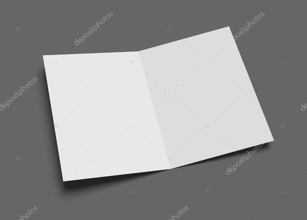 Blank vector two-leaf greeting card or brochure on gray.