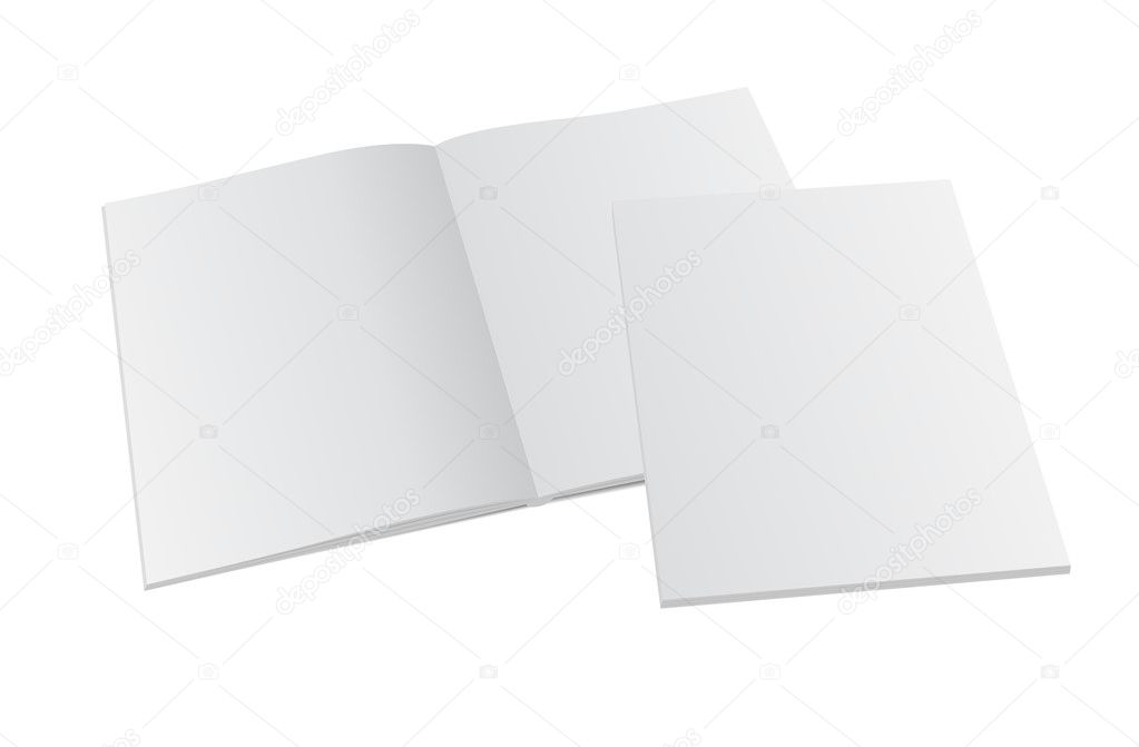 Blank opened magazine mock-up with cover