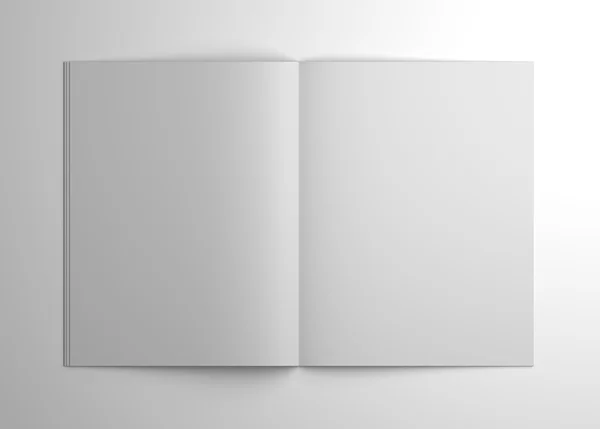 Blank 3D illustration open brochure or magazine isolated on gray. — Stock Photo, Image