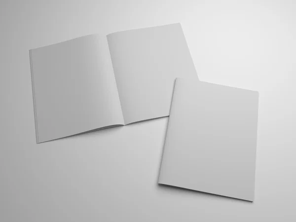 空白のオープンの 3 d カバー イラスト雑誌モックアップ — ストック写真
