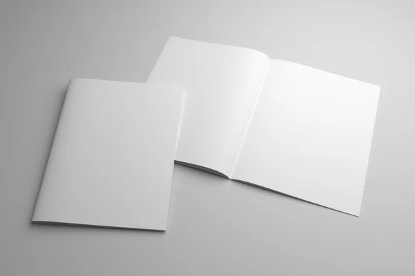 Blank abriu 3D ilustração revista mock-up com capa — Fotografia de Stock