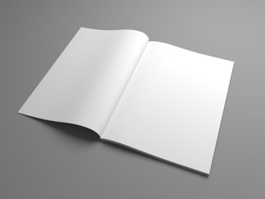 Boş 3d çizim açtı dergi, kitap, kitapçık o broşürü.