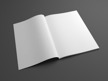 Boş açık 3d çizim dergisi iki sayfa ile alay etmek yukarıya