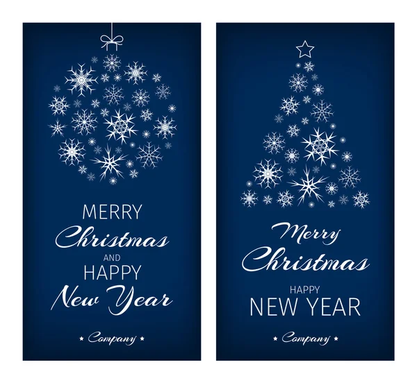 Ağaç ve topu ile Noel kartları kar taneleri oluşur.