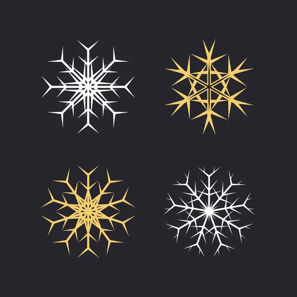 Conjunto de flocos de neve ícone com amarelo e branco . — Vetor de Stock