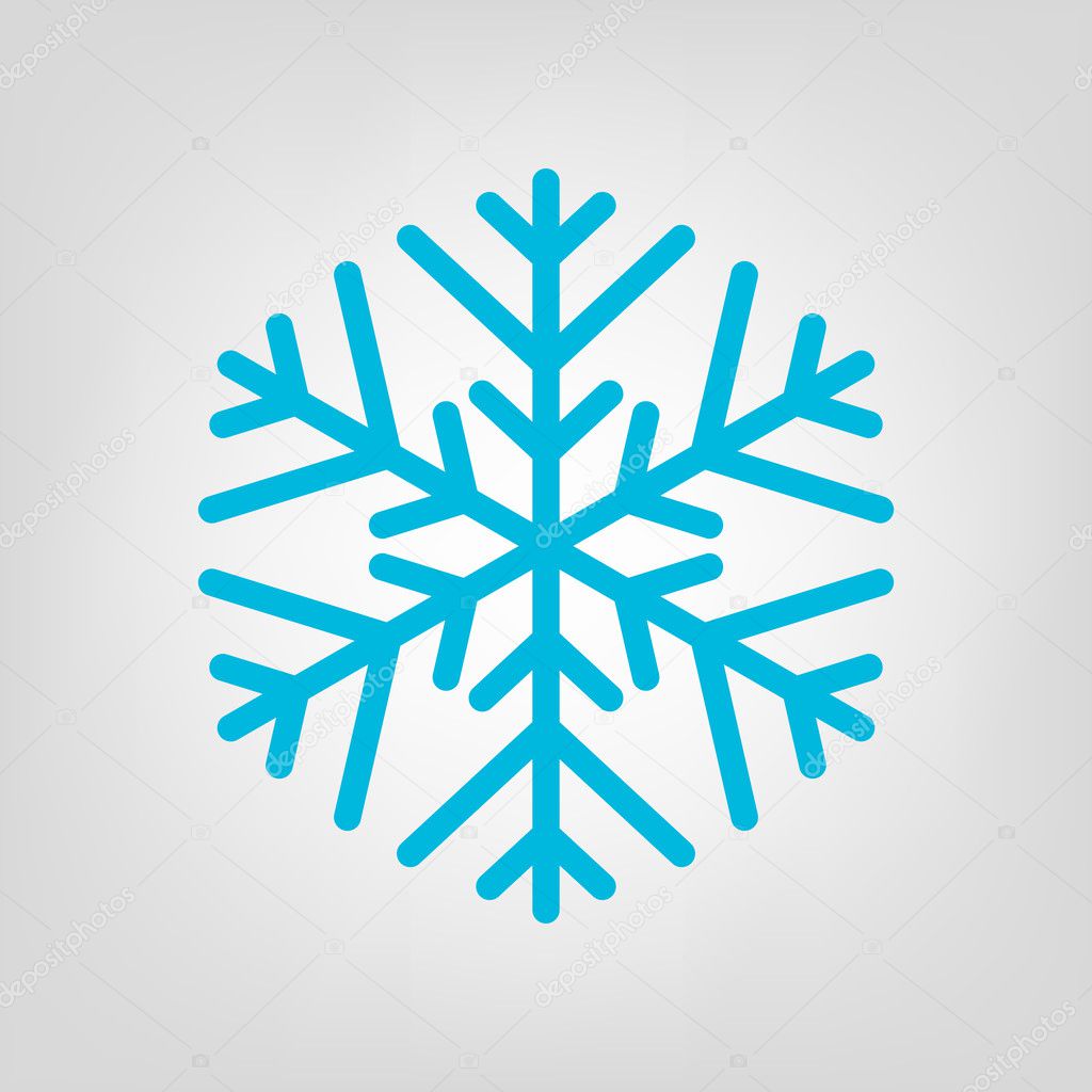 Blue simple vector snowflake Icon.