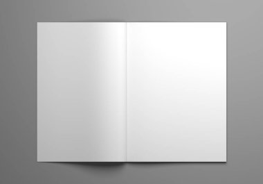 Boş açık dergi mock-up 3d çizim