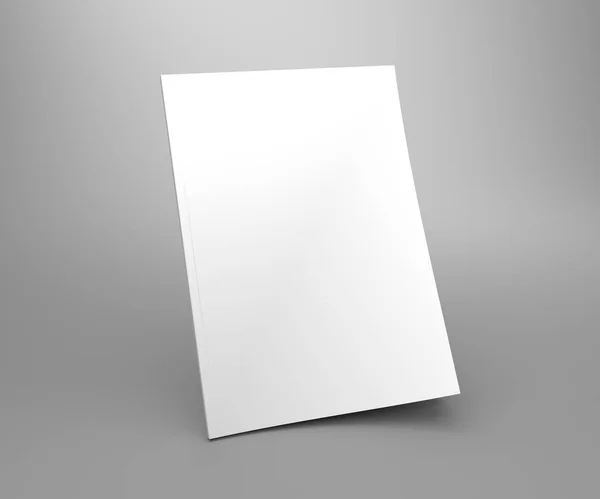 Empty white standing cover magazine 3D illustration mock-up. — Stock Photo, Image