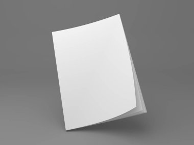 Köşe 3d çizim mockup üzerinde boş dergi duran