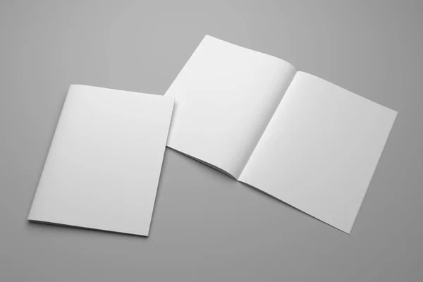 Revistas de ilustración 3D en blanco maqueta en gris . — Foto de Stock