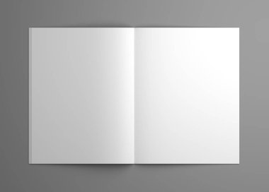 Ortografik boş 3d çizim dergisi mock-up açıldı.