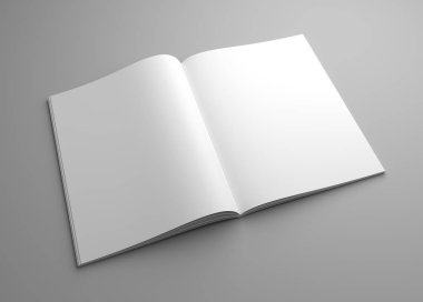 Perspektif boş 3d çizim dergisi mock-up açıldı.