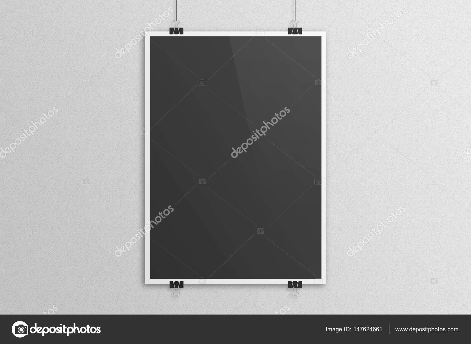 Download Black Poster Paper Clip Mockup With White Frame Stock Photo C Mileswork 147624661 PSD Mockup Templates