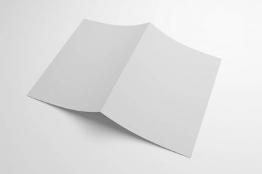 Boş açılan ikiye katlanmış 3d çizim kağıt gösteren kapak.