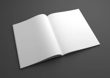 Boş 3d çizim dergisi mock-up açıldı.