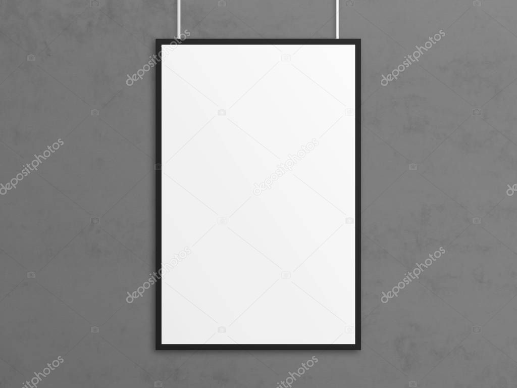 Download Empty 3D illustration tabloid poster mockup with black ...
