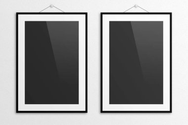 Poster mockup 3d resimde çerçeve ve parlak.