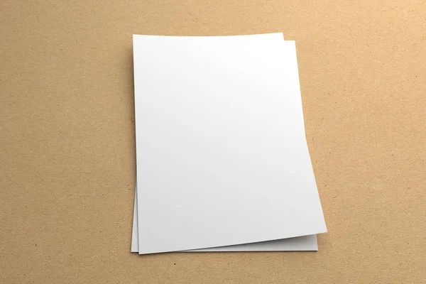 Cartel de folleto de ilustración 3D en blanco sobre fondo de papel reciclado — Foto de Stock