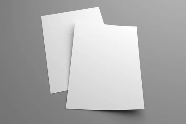 Blank dois folhetos ilustração 3D mockup em cinza — Fotografia de Stock