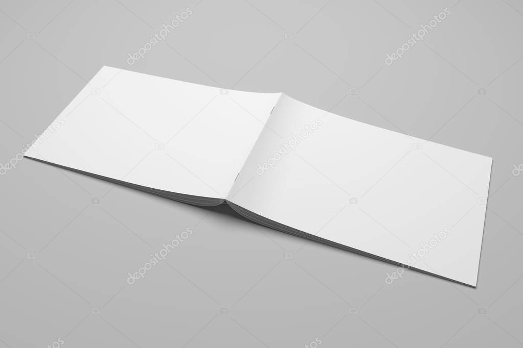 Blank 3D rendering brochure magazine on gray with clipping path No. 2