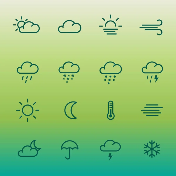 Lignes météo forcast Icône mis sur dégradé vert . — Image vectorielle