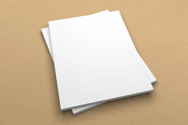 Brochure 3d illustratie mockup op gerecycleerd papier textuur No. 5 — Stockfoto
