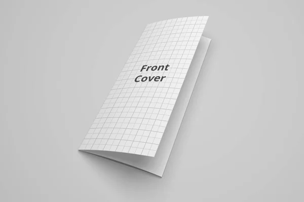 US Carta tri pliegue folleto 3D ilustración maqueta con cuadrícula No. 3. —  Fotos de Stock