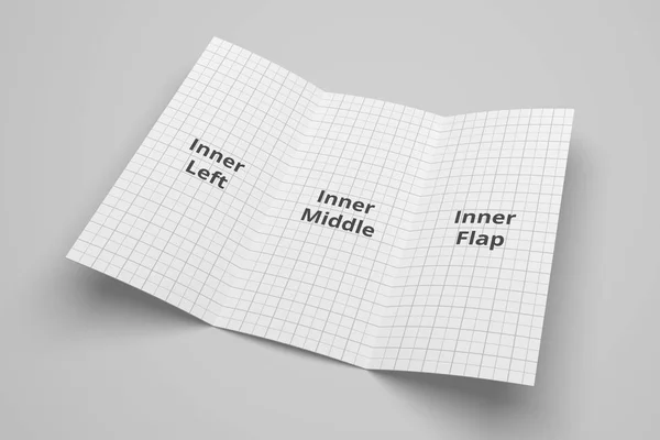 Trifold brosur US Surat tiga kali lipat mockup ilustrasi 3D dengan grid No. 4 — Stok Foto