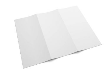 Beyaz No 5 izole üç kat broşürü 3d çizim mockup