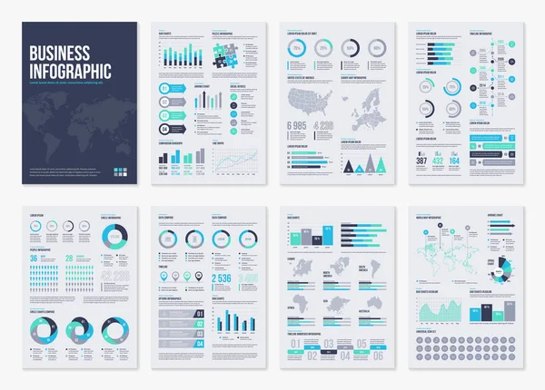 Brochure vectorielle d'infographie éléments pour illustration d'entreprise dans un style moderne . — Image vectorielle