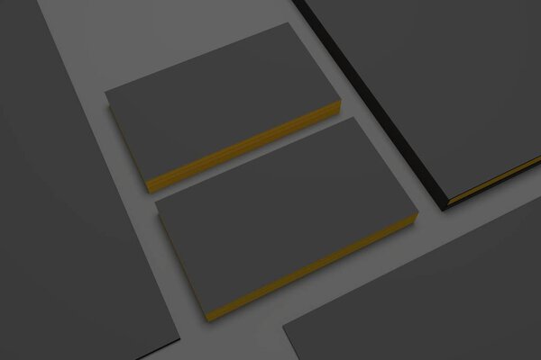 Dark 3D illustration business cards mock up.