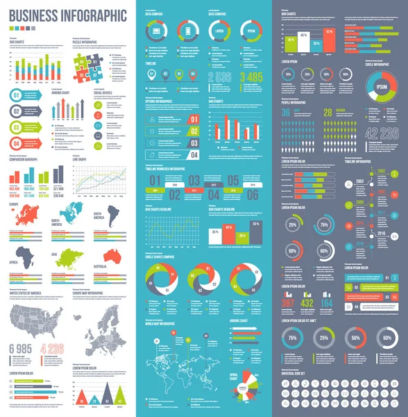 Elementos vetoriais infográficos para ilustração de negócios em estilo plano . —  Vetores de Stock