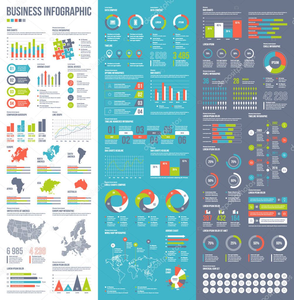 Infographic vector elements for business illustration in flat style.