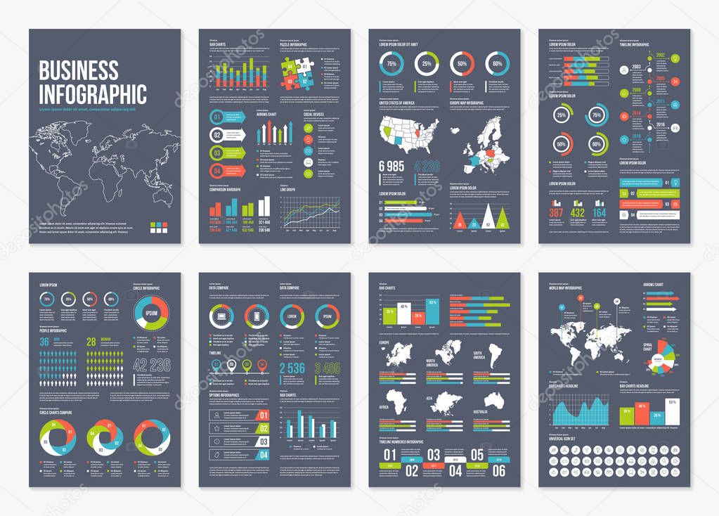 Vector infographic A4 brochure elements.