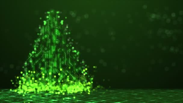 Абстрактные технологии Рождественский фон - зеленый логотип Animation 4k . — стоковое видео