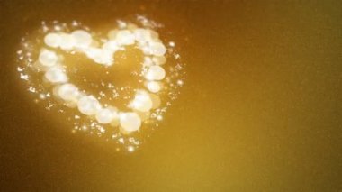 Saint Sevgililer günü. Altın arka plan üzerinde parlak kalp yolu.