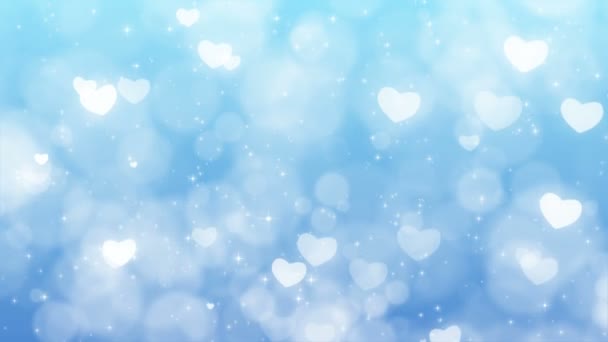 Blue Mothers Day Background with Particles, Sparkles and Hearts. — Stock Video