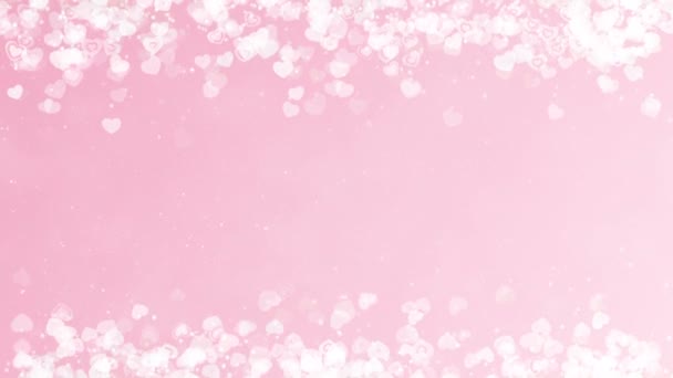 Moldura de corações em fundo de rosa. Cartão de Dia dos Namorados Abstrato . — Vídeo de Stock