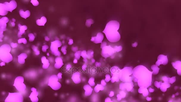 紫色抽象浪漫的心动画. — 图库视频影像