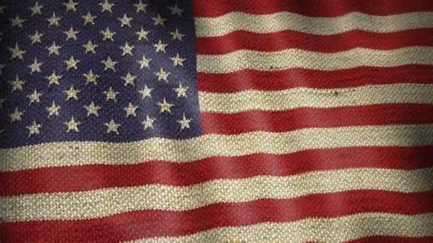 アメリカ合衆国の黄麻布の旗. — ストック動画