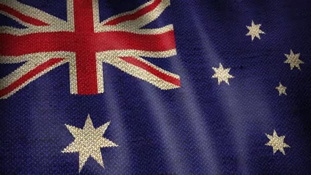 Burlap Flag of Australia. — Stock Video