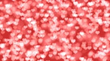 Animasyon arka plan kırmızı Valentine kalpler Bokeh ilmekledi.