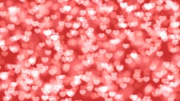Piros Valentin szívek Bokeh végtelenített animációs háttér.